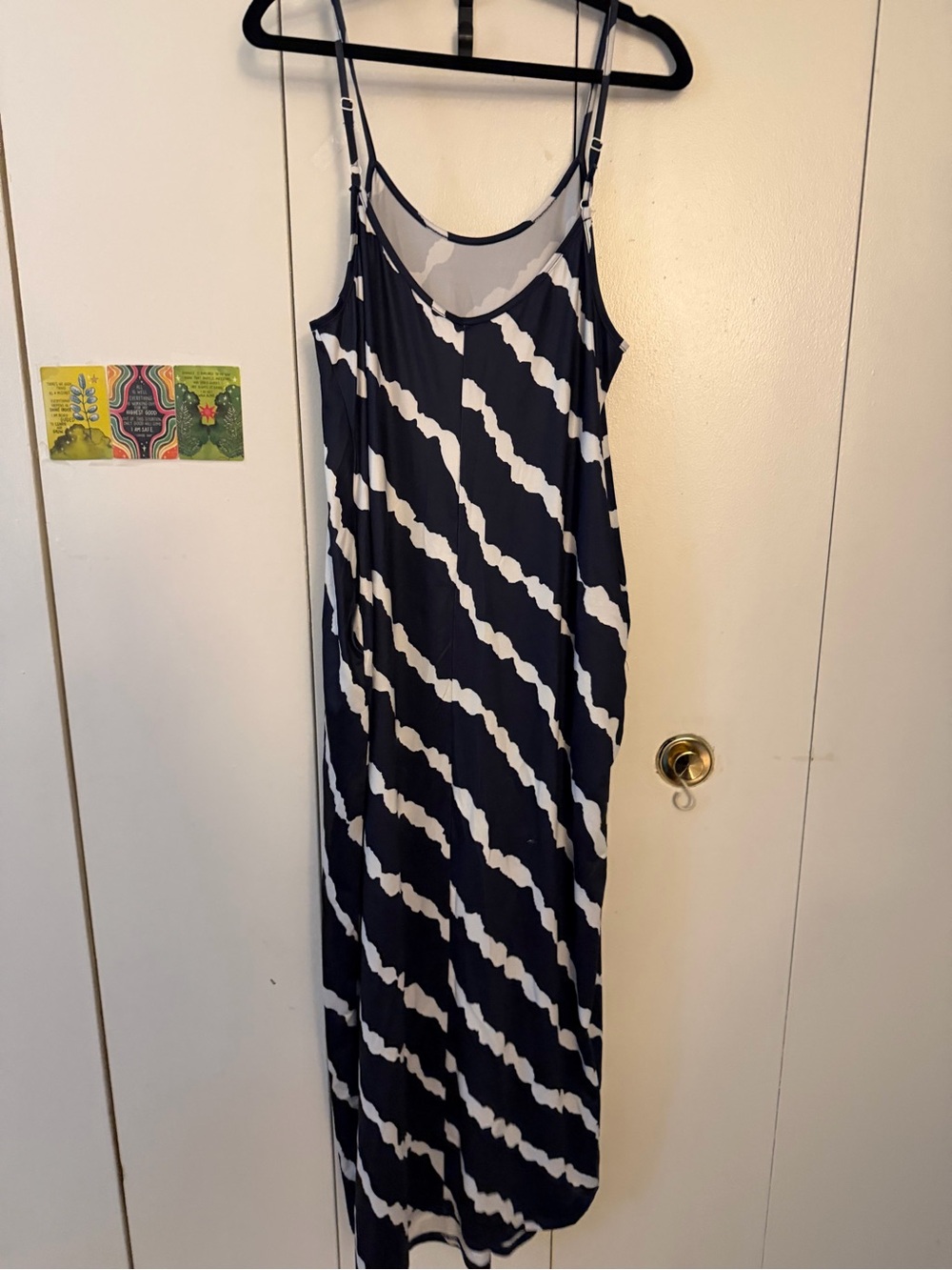 Navy & White Striped Maxi Slip Dress